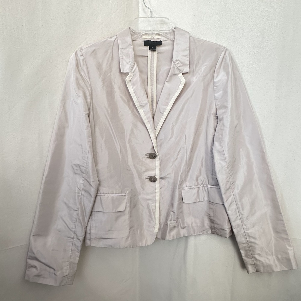 J. Crew Collection Silk Taffeta Grosgrain Blazer Champaigne Womens 8T Old Money